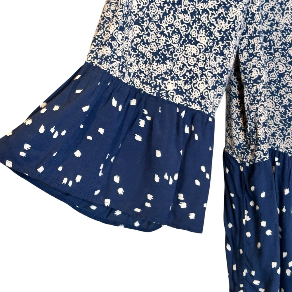 (Sold)ANTHROPOLOGIE MAEVE Hiver Peasant Blue Blouse Lace Detail Size 2 - Picture 4 of 9